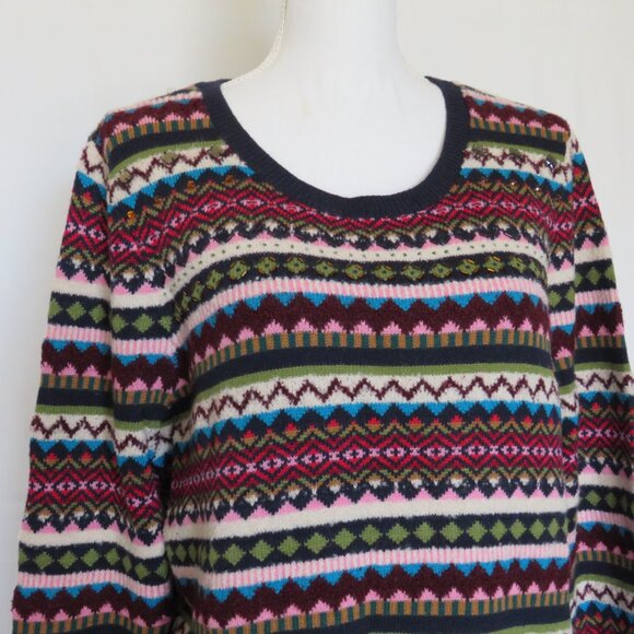 Talbots Striped Embellished Long Sleeves Women’s Sweater XL - Picture 2 of 11
